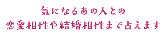 気になるあの人との恋愛相性や結婚相性まで占えます